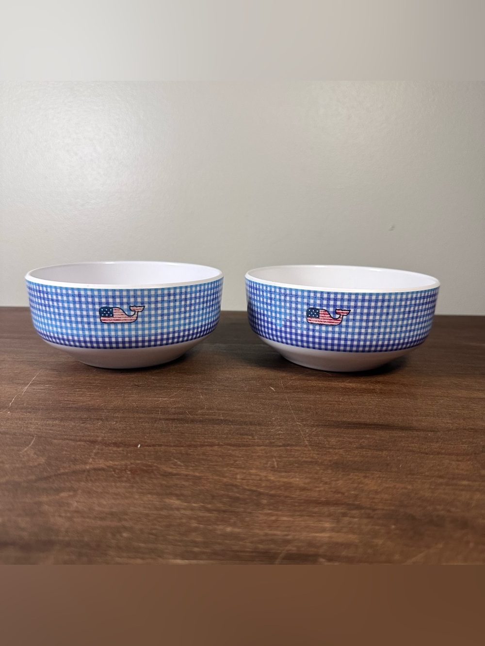 Lot of 2 Blue Gingham Whale Vineyard Vines X Target 5" Salad Dessert Bowls
